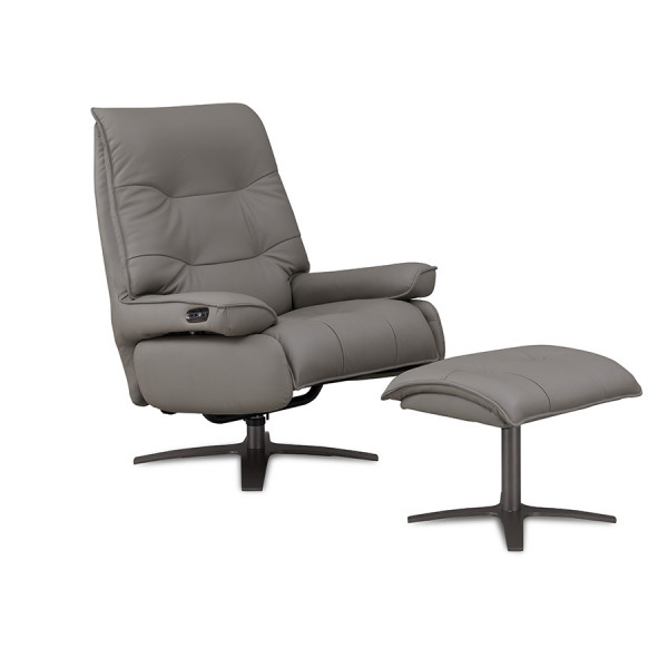 Malcolm Leather Electric Recliner W/Footstool